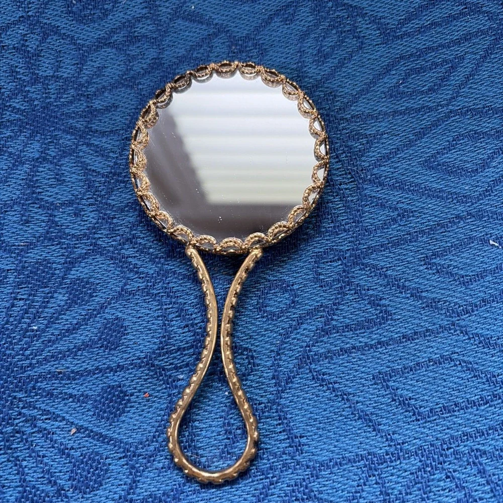 Vtg Limoges Mirror Handheld Porcelain Signed Fragonard for Purse 4.25